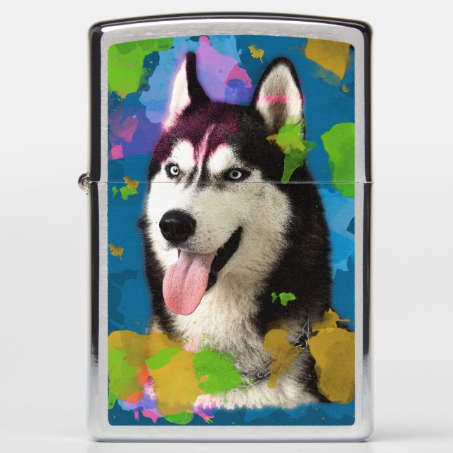 Cute Husky.  Zippo Lighter (Front)