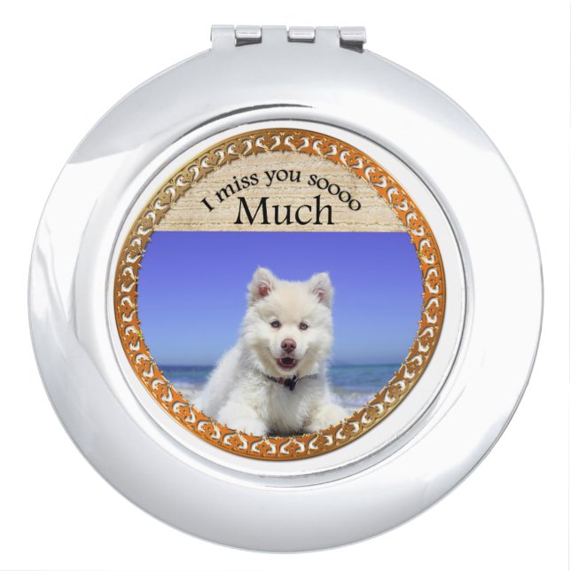 Cute Husky's with blue eye sitting on the beach Makeup Mirror (Front)