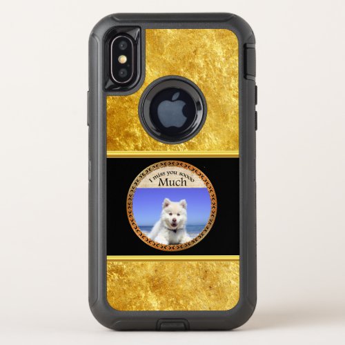 Cute Huskys with blue eye sitting on the beach OtterBox Defender iPhone X Case