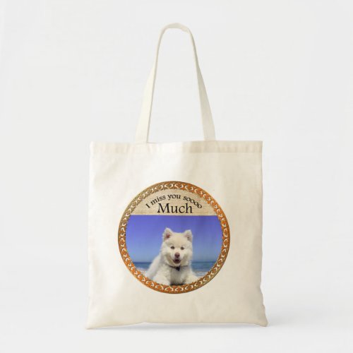 Cute Huskys with blue eye sitting on the beach Tote Bag
