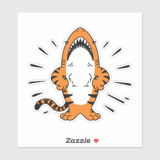 CUTE HYBRID SHARK TIGER CARTOON STICKER (Sheet)