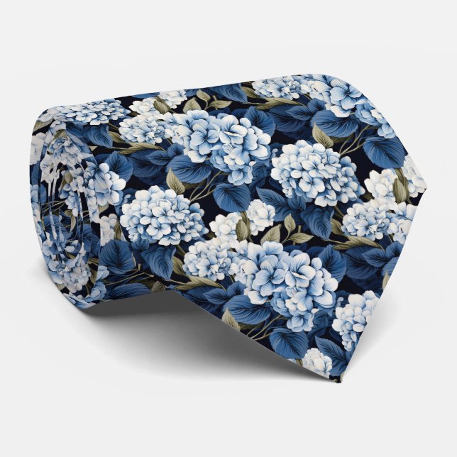 Cute Hydrangea flower tiled pattern  Neck Tie (Rolled)