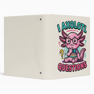 Cute I Axolotl Questions aztec nerd with glasses 3 Ring Binder
