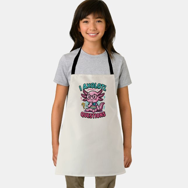 Cute I Axolotl Questions aztec nerd with glasses Apron (Insitu)