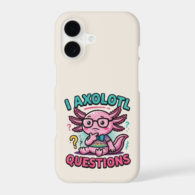 Cute I Axolotl Questions aztec nerd with glasses Case-Mate iPhone Case (Back)
