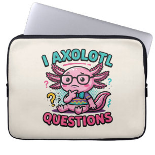 Cute I Axolotl Questions aztec nerd with glasses Laptop Sleeve