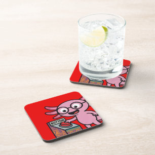 Cute I Axolotl Questions aztec Oh No red button Beverage Coaster
