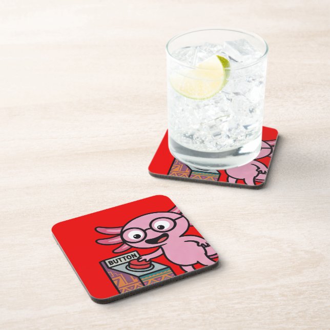 Cute I Axolotl Questions aztec Oh No red button Beverage Coaster (Right Side)