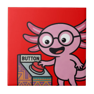 Cute I Axolotl Questions aztec Oh No red button Ceramic Tile