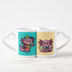Cute I Axolotl Questions aztec Oh No red button Coffee Mug Set