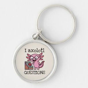 Cute I Axolotl Questions aztec Oh No red button Keychain