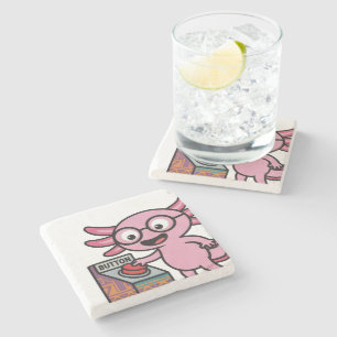 Cute I Axolotl Questions aztec Oh No red button Stone Coaster