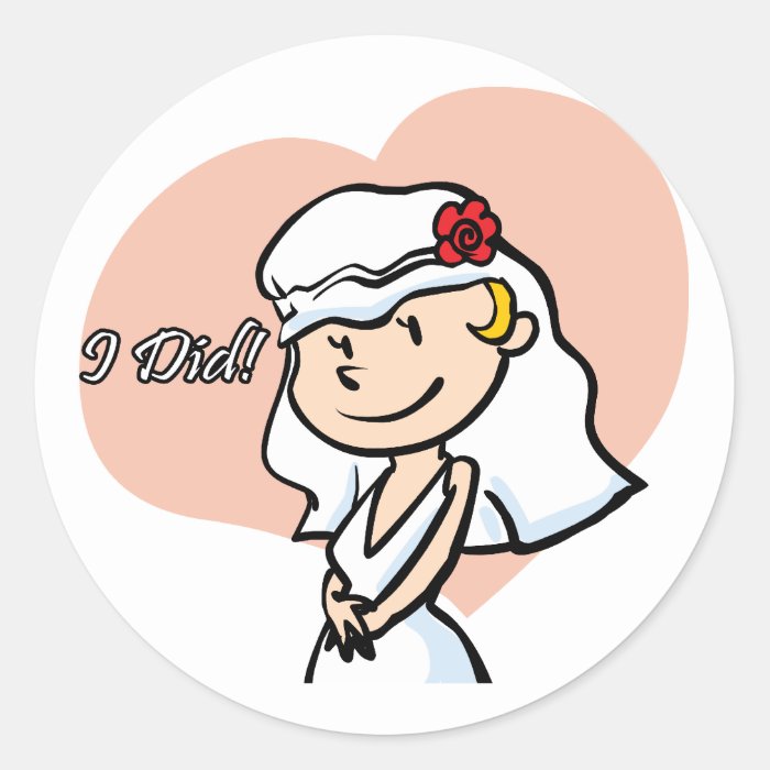 Cute "I did" Cartoon Bride Stickers