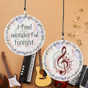 Cute I feel Wonderful Quote Music Note Wind Chime