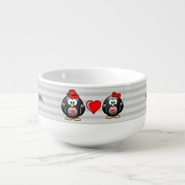 Cute I Found My Penguin Mate for Life Red Heart Soup Mug (Front)