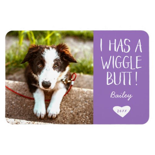 Cute I Has a Wiggle Butt Pet Photo  Purple Magnet