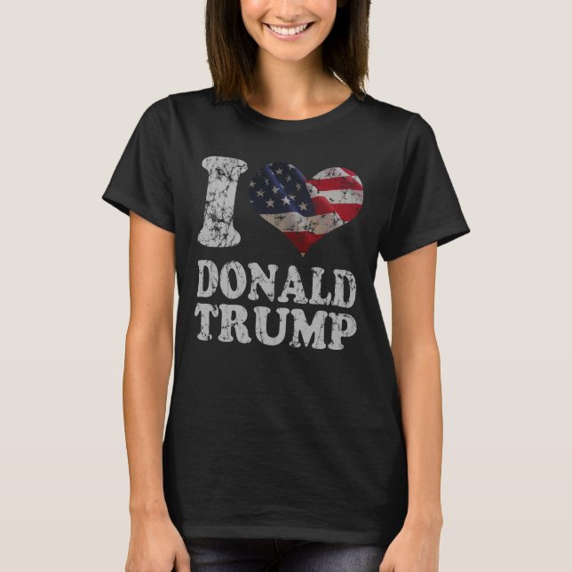 Cute I heart American Flag Donald Trump T-Shirt (Front)