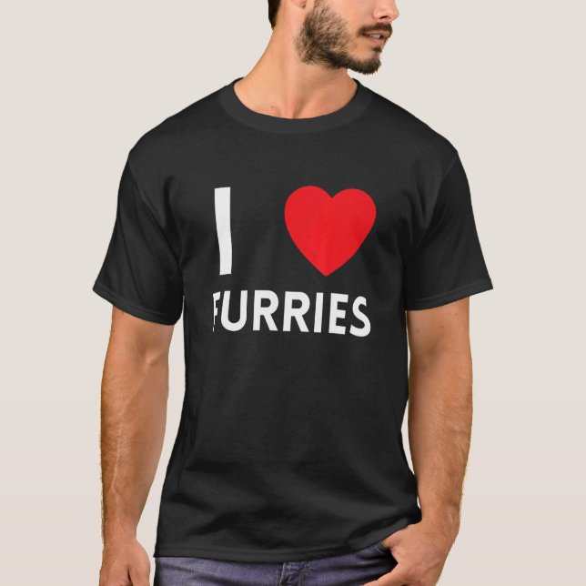 Cute I Heart Furries Furry Fandom Love 3 T-Shirt (Front)