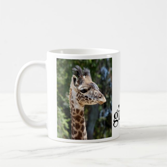 Cute, i heart giraffes, w photos of mom & baby coffee mug (Left)