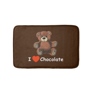 Cute I Heart (Love) Chocolate Teddy Bear Bathroom Mat