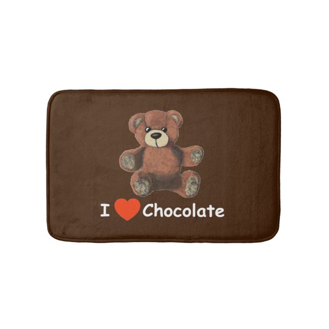 Cute I Heart (Love) Chocolate Teddy Bear Bathroom Mat (Front)