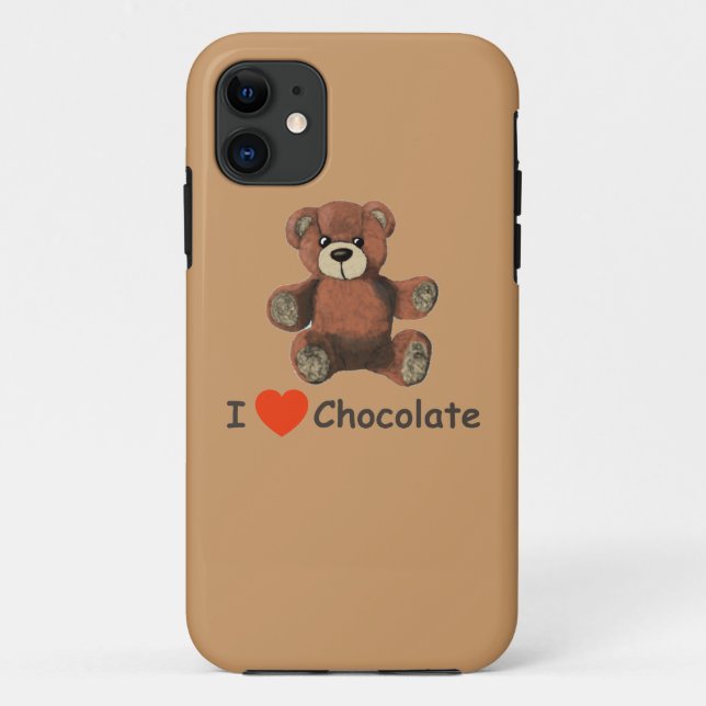 Cute I Heart (Love) Chocolate Teddy Bear Case-Mate iPhone Case (Back)