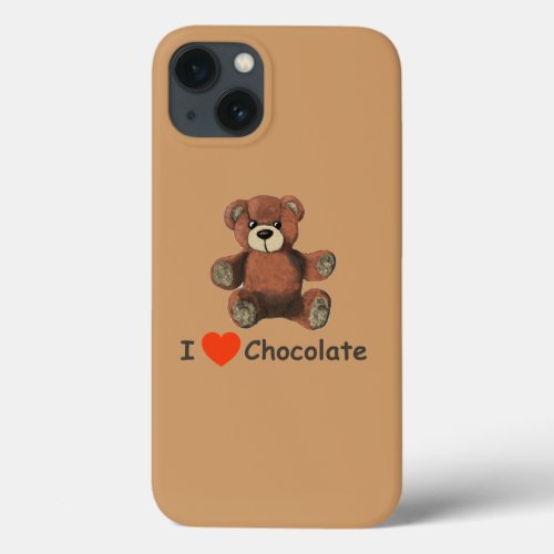 Cute I Heart Love Chocolate Teddy Bear iPhone 13 Case
