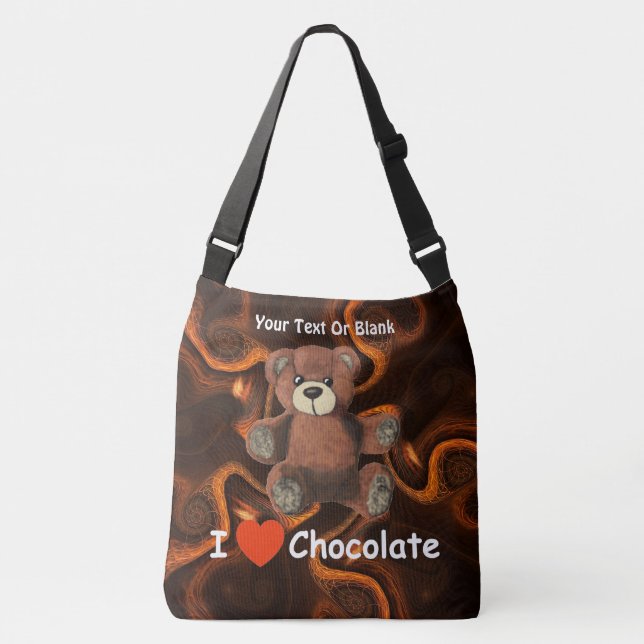 Cute I Heart (Love) Chocolate Teddy Bear Crossbody Bag (Front)