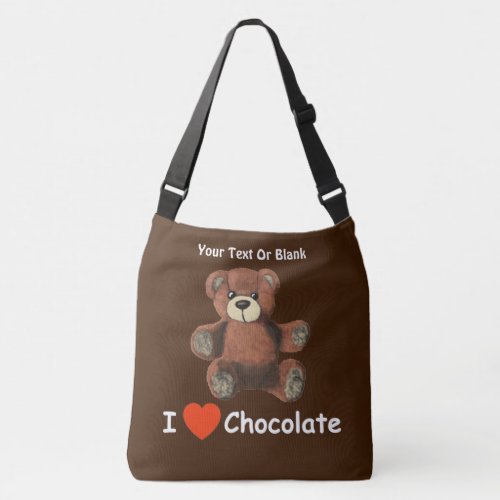 Cute I Heart Love Chocolate Teddy Bear Crossbody Bag