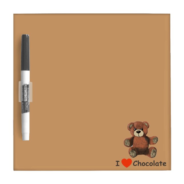 Cute I Heart (Love) Chocolate Teddy Bear Dry-Erase Board (Front)
