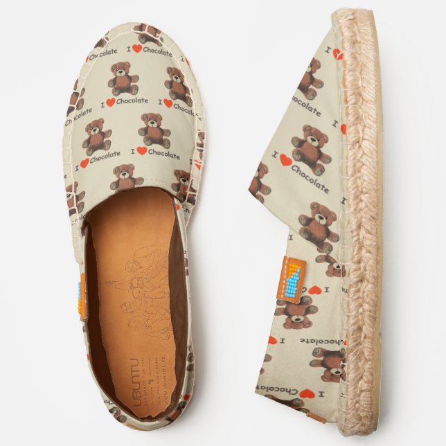 Cute I Heart (Love) Chocolate Teddy Bear Espadrilles (Side)