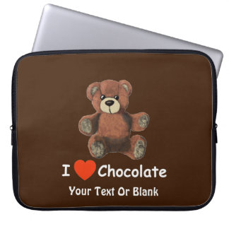 Cute I Heart (Love) Chocolate Teddy Bear Laptop Sleeve