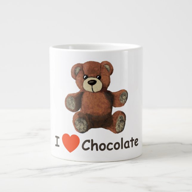Cute I Heart (Love) Chocolate Teddy Bear Large Coffee Mug (Front)