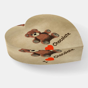 Cute I Heart (Love) Chocolate Teddy Bear Paperweight