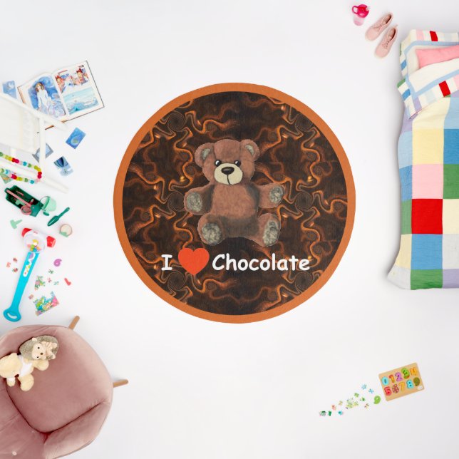 Cute I Heart (Love) Chocolate Teddy Bear Rug (Insitu (Babyroom))
