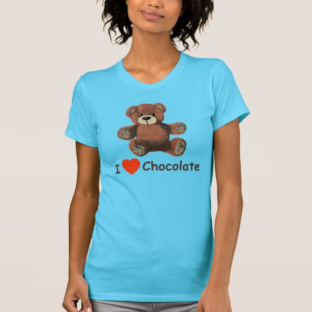 Cute I Heart (Love) Chocolate Teddy Bear T-Shirt (Front)