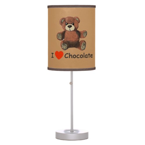 Cute I Heart Love Chocolate Teddy Bear Table Lamp