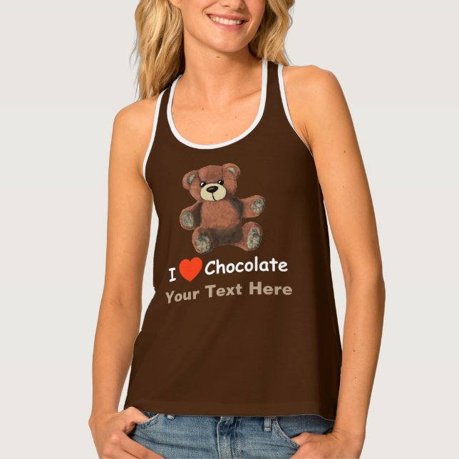 Cute I Heart (Love) Chocolate Teddy Bear  Tank Top (Front)