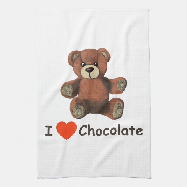 Cute I Heart (Love) Chocolate Teddy Bear Towel (Vertical)