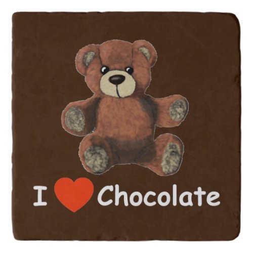 Cute I Heart Love Chocolate Teddy Bear Trivet