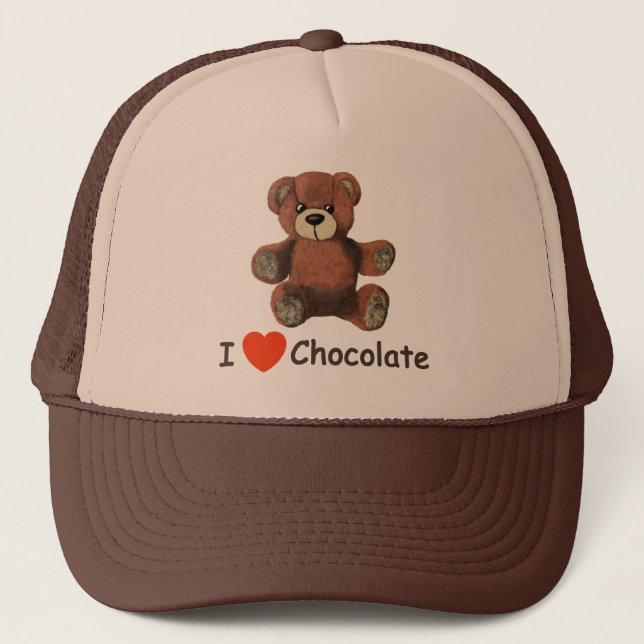 Cute I Heart (Love) Chocolate Teddy Bear Trucker Hat (Front)