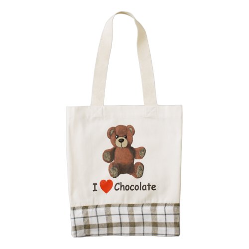 Cute I Heart Love Chocolate Teddy Bear Zazzle HEART Tote Bag