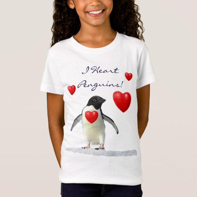 Cute I Heart Penguins Animal-Lover Baby-doll Shirt (Front)