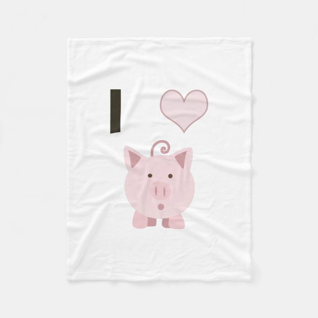 Cute I heart pigs Desgin Fleece Blanket (Front)