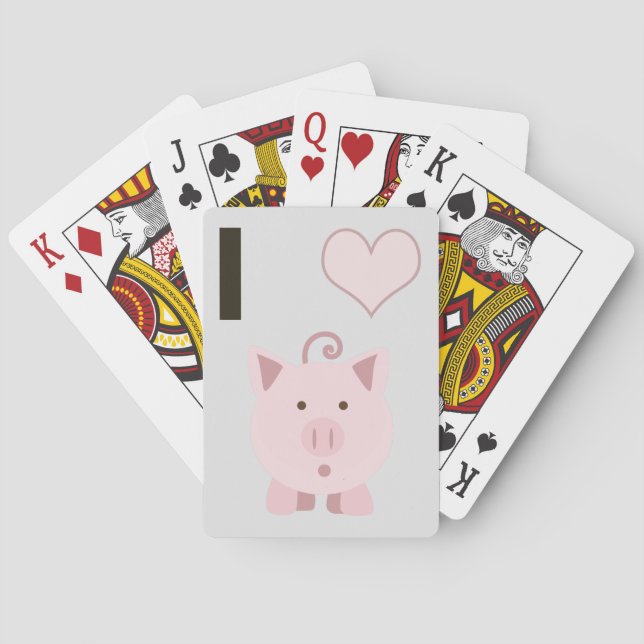 Cute I heart pigs Desgin Poker Cards (Back)