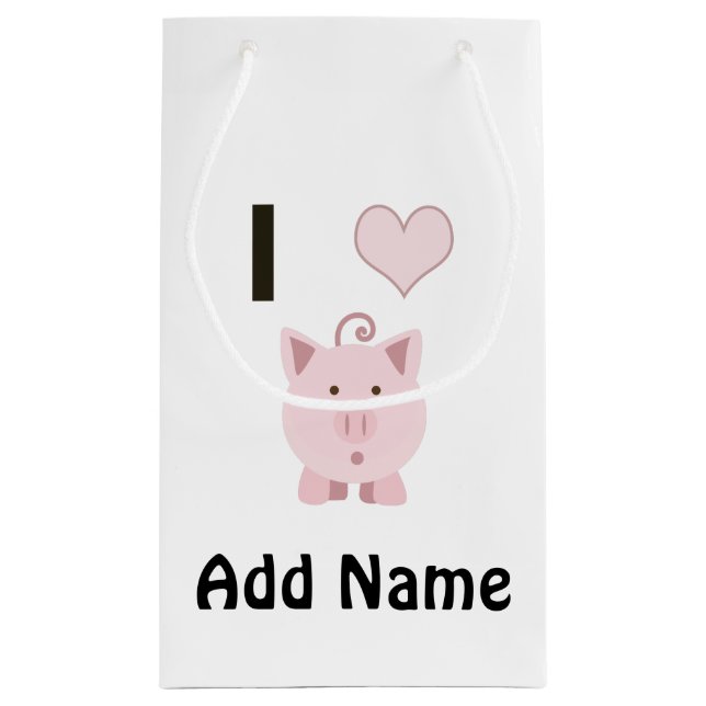 Cute I heart pigs Desgin Small Gift Bag (Back)