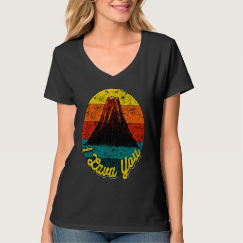 Cute I Lava You Volcano Vintage Style Sunset Love  T_Shirt