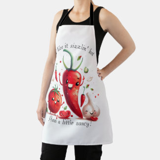 Cute I Like It Hot Veggie Characters BBQ Apron