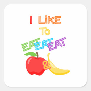 Cute i like to eat apple and banana children song square sticker