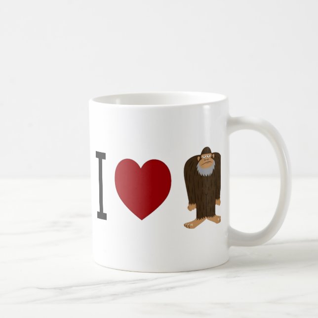 CUTE! I LOVE <3 BIGFOOT design - Finding Bigfoot Coffee Mug (Right)